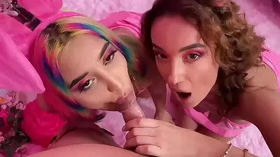 Stepbrother Fucks His Stepsister And Her Nepalese Girlfriend. Hot Threesome In Barbie Style